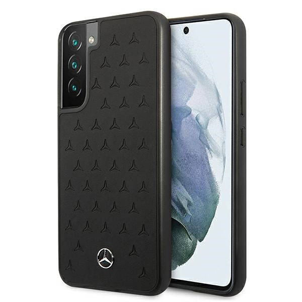 Mercedes Leather Stars Pattern Case for Samsung Galaxy S22+ - Black