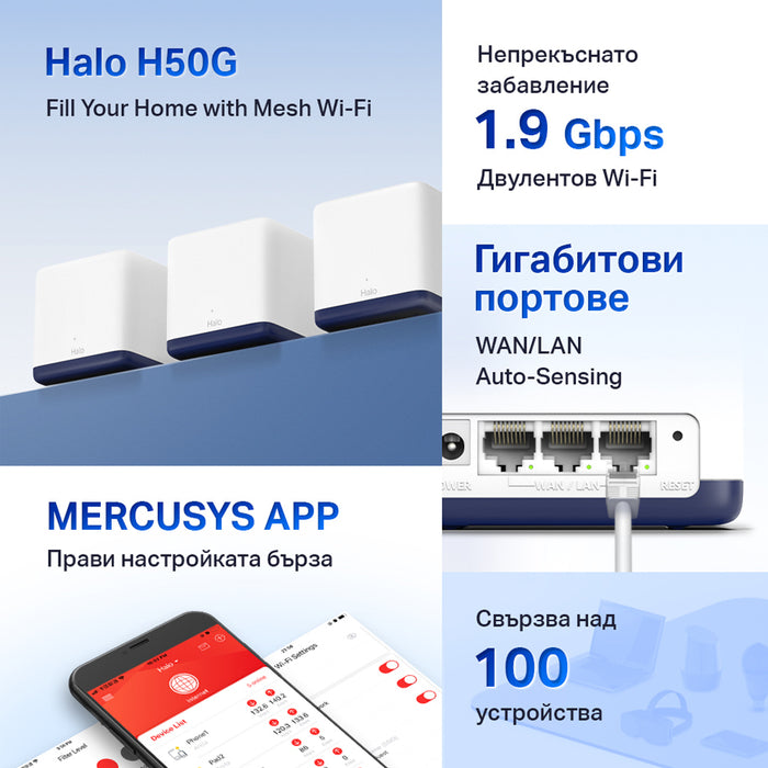 Access point Mercusys Halo H50G(3-pack) 1300 Mbps Mesh