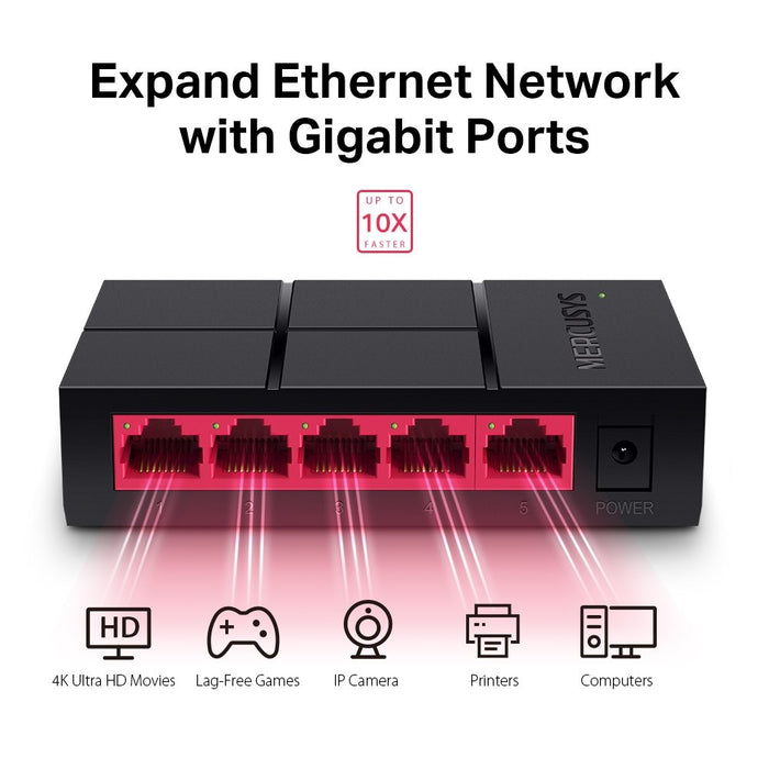 Mercusys 5-Port 10/100/1,000 Mbps Desktop Switch