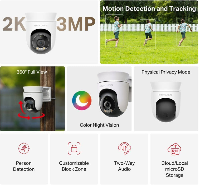 Mercusys MC510 security camera Dome IP security camera Indoor & outdoor 2304 x 1296 pixels Ceiling