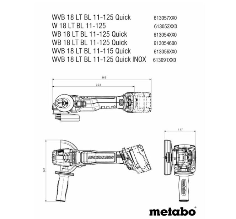 BATTERY.ANGLE SLIDE 125MM METABO