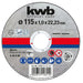 METAL AND INOX CUTTING DISC KWB 115x1x22.23 - Дискове за ъглошлайфи<<<Консумативи за електроинструменти<<<Инструменти и