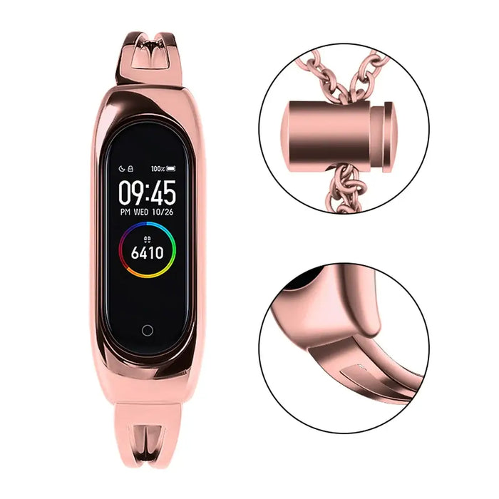 Metal bracelet for Xiaomi Mi Band 3 / 4 / 5 / 6 band strap - pink - Smartwatch straps and cases<<<HurtelXML