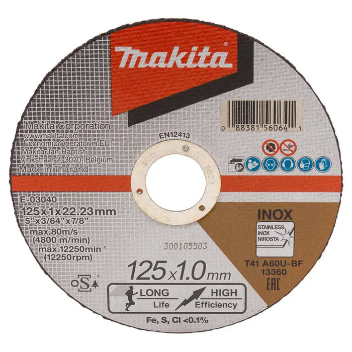 METAL CUTTING DISC 125X1X22.23 MAKITA NEMESIS - Дискове за ъглошлайфи<<<Консумативи за електроинструменти<<<Инструменти