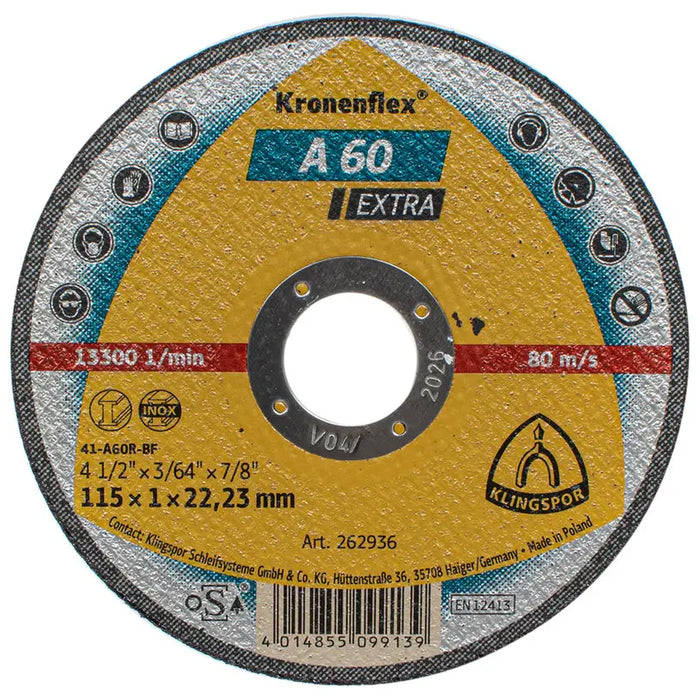 METAL CUTTING DISC KLINGSPOR 115x1x22.23 - Дискове за ъглошлайфи<<<Консумативи за електроинструменти<<<Инструменти и