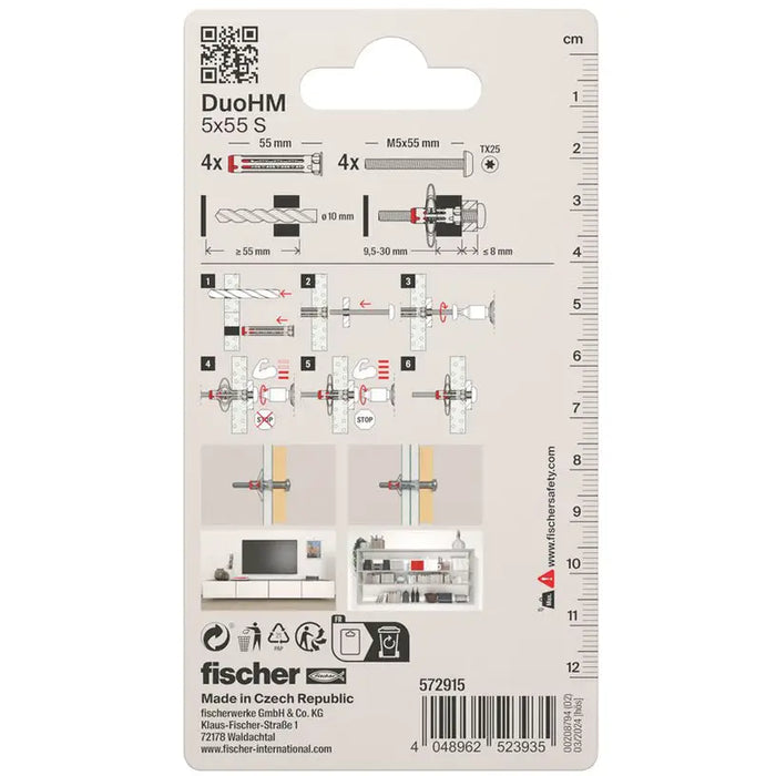 METAL DOWEL FOR CAVITIES F10X55MM FISCHER DuoHM 5x55 S - Комплекти дюбели и винтове<<<Дюбели<<<Инструменти и