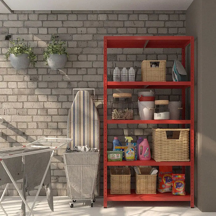 METAL RACK GRIMA 187X100X40 CM. RED - Стелажи<<<Стелажи<<<Мебели и
