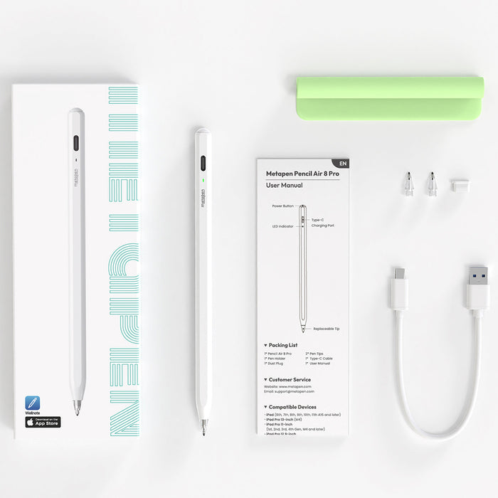 Metapen Pencil Air8 Pro for iPad - White