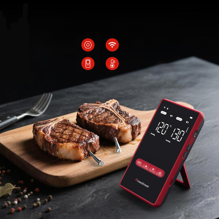Meatmeet X Pro Kitchen Thermometer with Bluetooth/WiFi App for Grill, Oven, Smoker - Black
