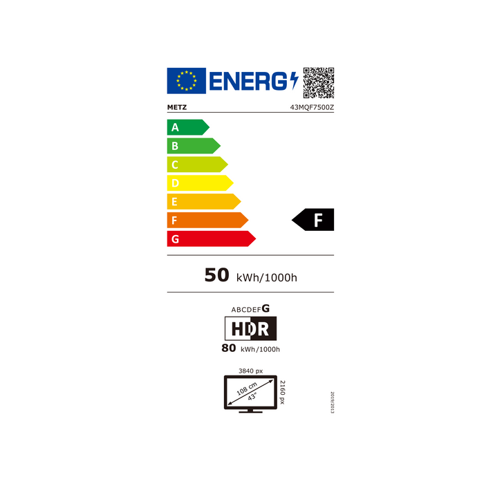 METZ TV 43" 43MQF7500Z UHD 4K QLED SMART TV, Google TV, Class G