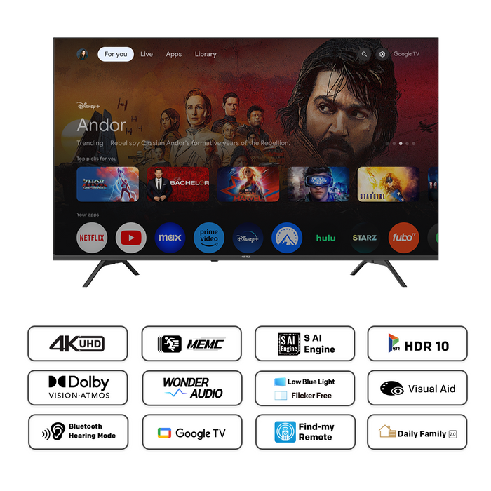 METZ TV 55" UHD LED SMART TV, 4K, Google TV, Frameless, 2x10W