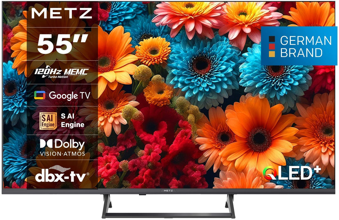 METZ TV 55" 55MQF7500Z UHD QLED SMART TV, 120Hz, 4K, Google TV, Frameless, 139.0cm
