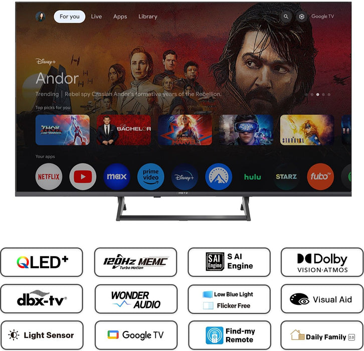 METZ TV 65" 65MQF7500Z, QLED+, 4K, Google TV, 120Hz