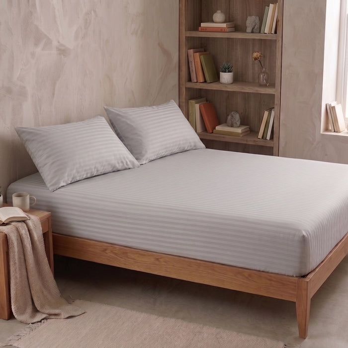 FITTED SHEET 160X200 CM AND 2 PILLOWCASE 50X70 CM MIABELLA HOME SATIN POLYCOTON GREY