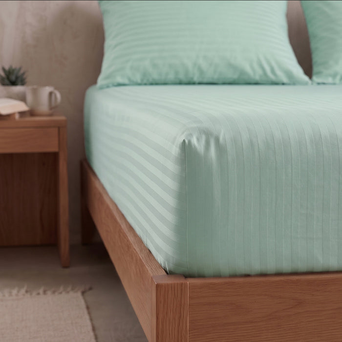 FITTED SHEET 160X200 CM AND 2 PILLOWCASE 50X70 CM MIABELLA HOME SATIN POLYCOTON MINT