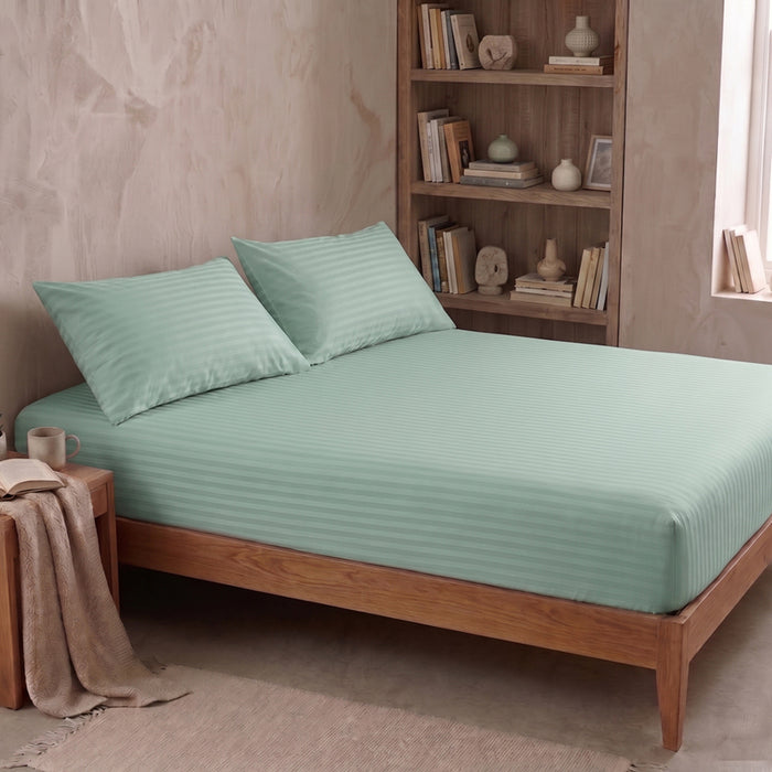 FITTED SHEET 160X200 CM AND 2 PILLOWCASE 50X70 CM MIABELLA HOME SATIN POLYCOTON MINT