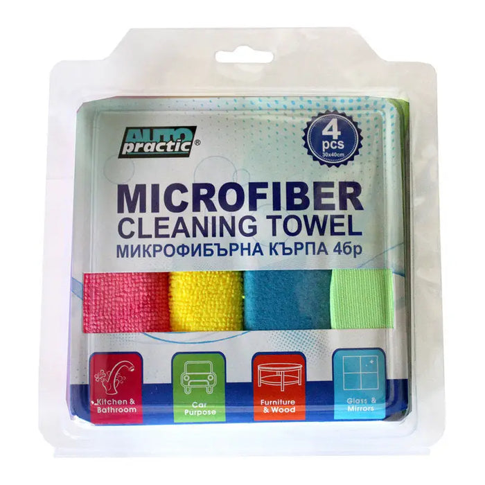 MICROFIBER TOWEL 30X30CM 4PCS AUTO PRACTIC - Вътрешно поддържане<<<Автокозметика и поддръжка<<<Авто и вело<<<Praktiker