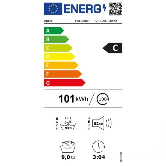 Dryer MIELE TWL680WP, 9 kg, C, Heat pump, WiFi