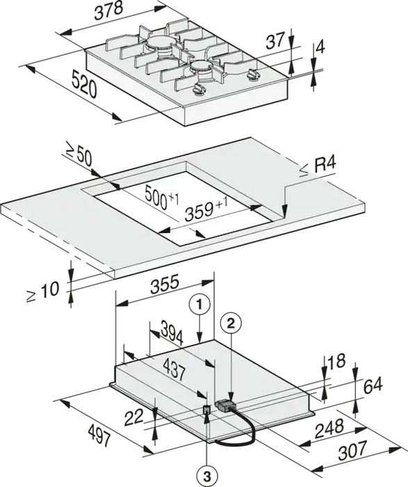 Built-in gas hob MIELE CS 7102 - 1 FL, Gas