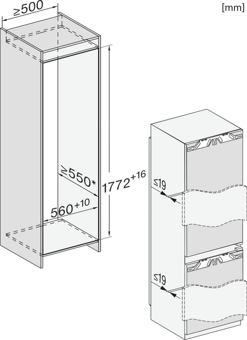 Built-in refrigerator with freezer MIELE KFN 7734 C , 253 l, C , Yes