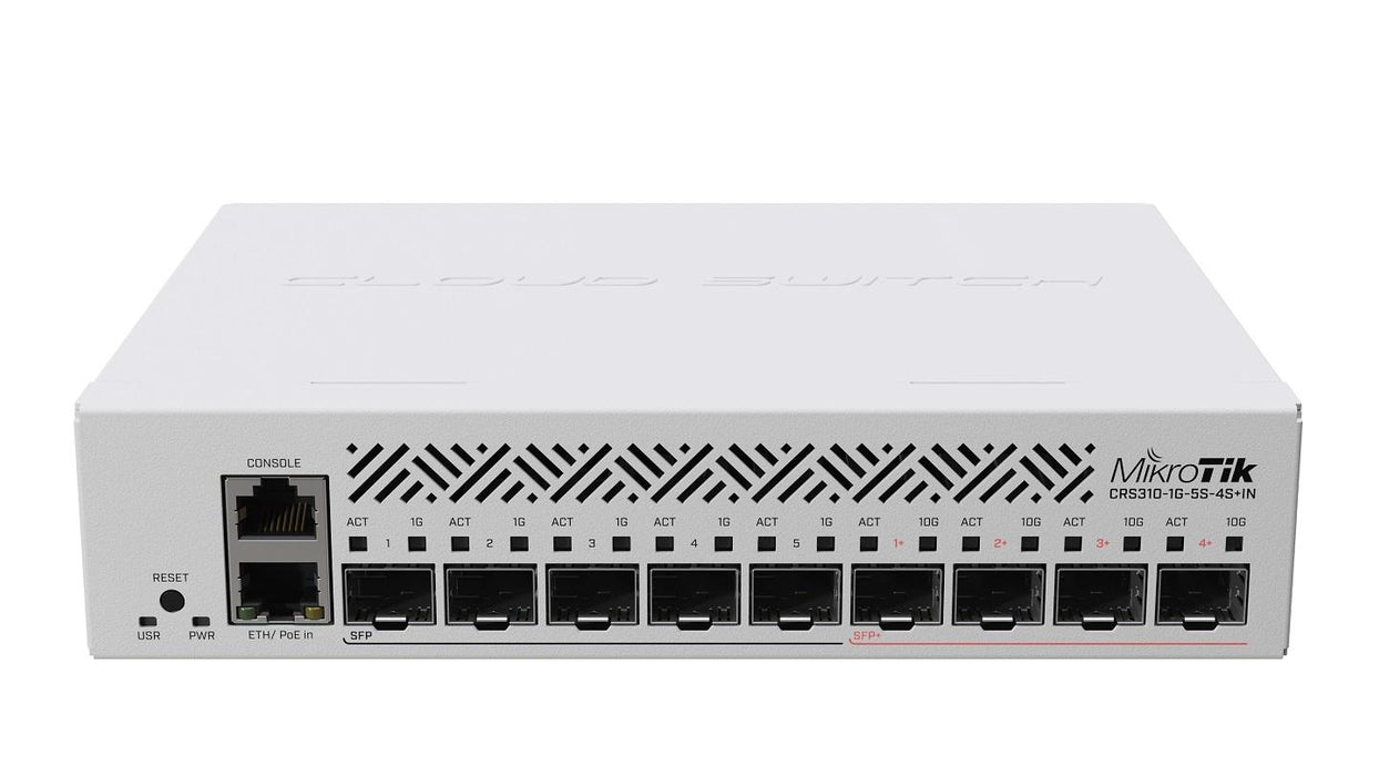 Switch MikroTik CRS310-1G-5S-4S+IN, L3 Gigabit Ethernet (10/100/1000), Power over Ethernet (PoE) 1U