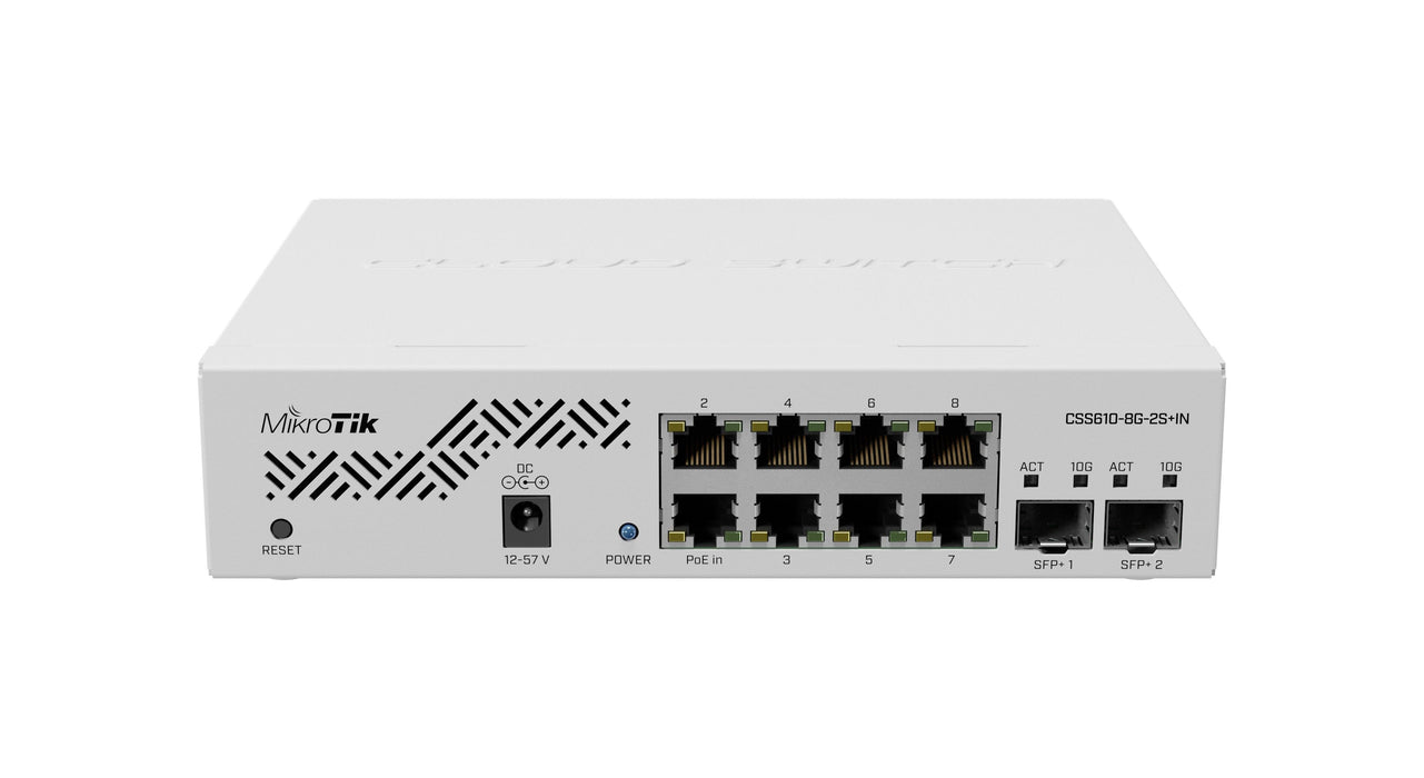 Switch MikroTik CSS610-8G-2S+IN, 8 x Gigabit Ethernet ports, 2 x SFP, PoE in
