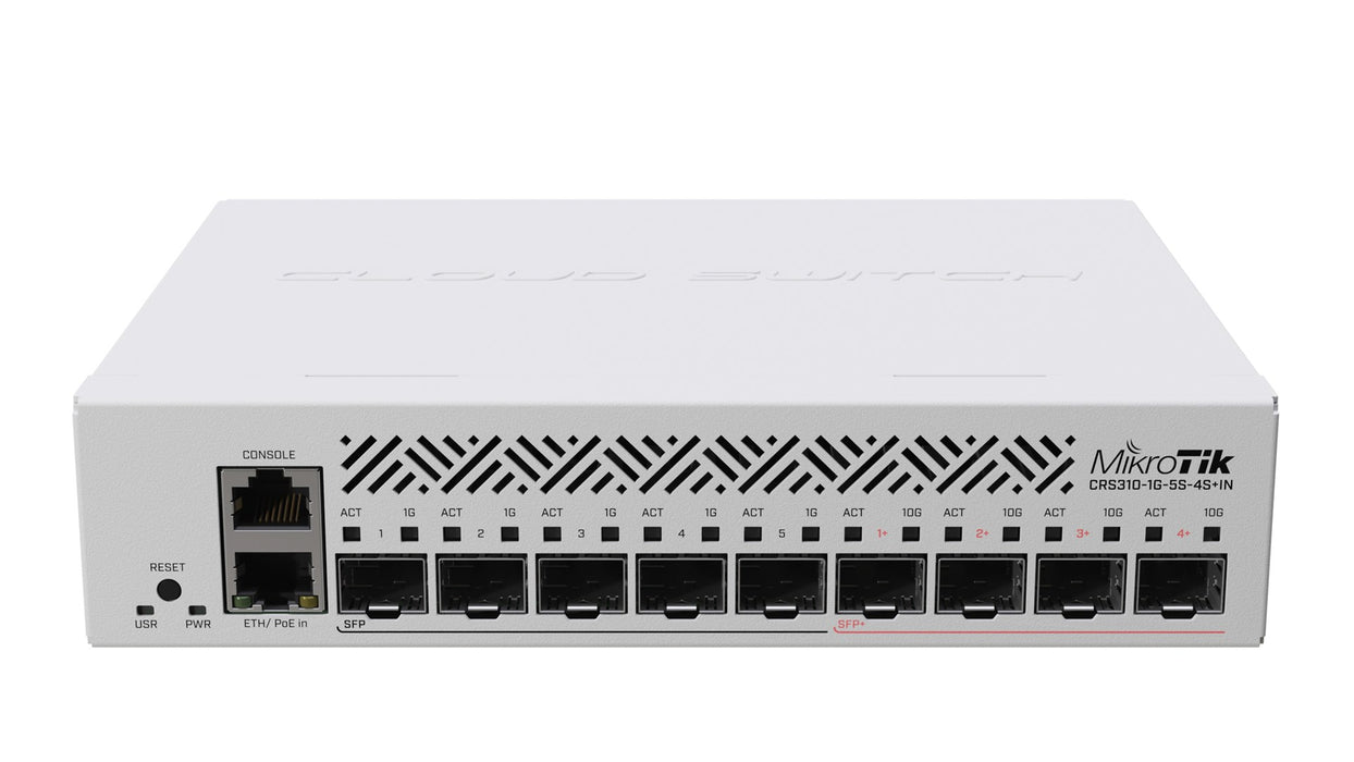 Switch MikroTik CRS310-1G-5S-4S+IN, L3 Gigabit Ethernet (10/100/1000), Power over Ethernet (PoE) 1U