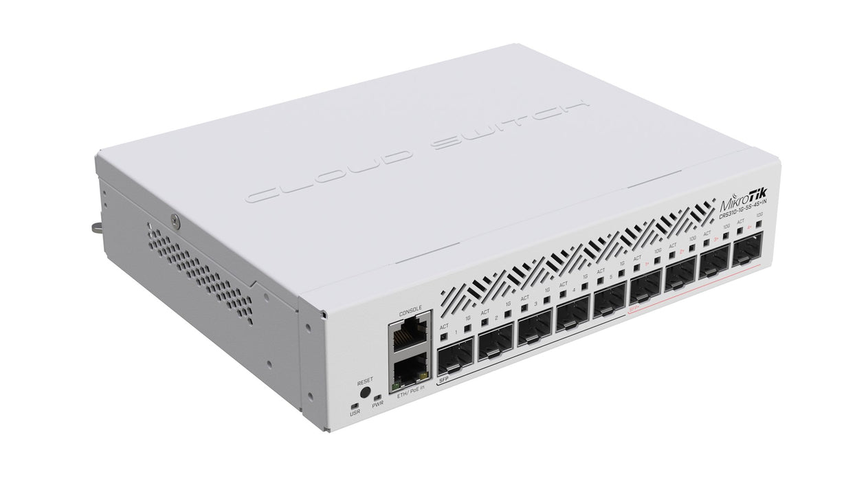 Switch MikroTik CRS310-1G-5S-4S+IN, L3 Gigabit Ethernet (10/100/1000), Power over Ethernet (PoE) 1U