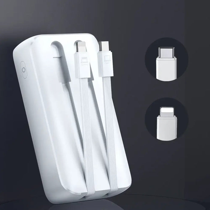 Mini power bank with built-in cables Joyroom JR-PBC06 30W 10000mAh - white - Powerbanks<<<HurtelXML