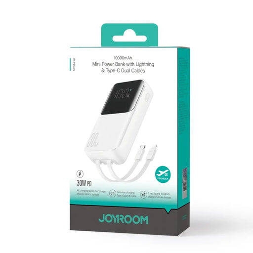 Mini power bank with built-in cables Joyroom JR-PBC06 30W 10000mAh - white - Powerbanks<<<HurtelXML