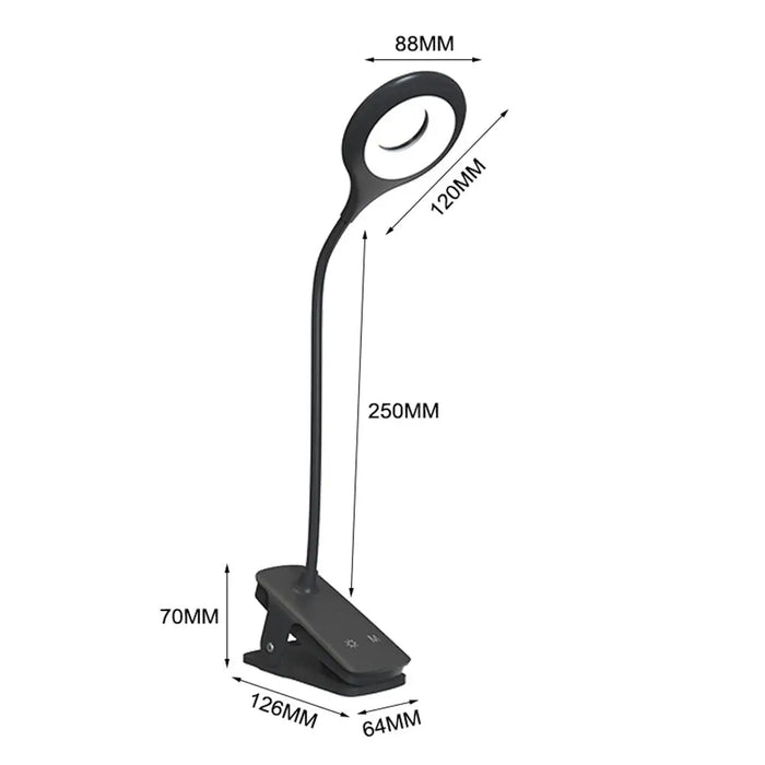 Mini Wozinsky Wireless LED Reading Lamp with Clip + USB-C Cable - Black - Table lamps<<<HurtelXML