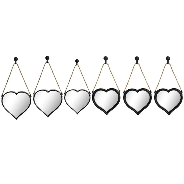 Mirror Set DKD Home Decor Mirror Heart Black PP 2 Units (27 x 3 x 27 cm) - Декорация и Осветление<<<Дом