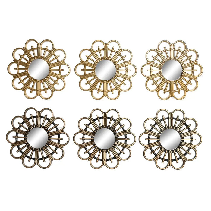 Mirror Set DKD Home Decor Scandi Crystal Black Golden polypropylene (25 x 2 x 25 cm) (2 Units) - Декорация и
