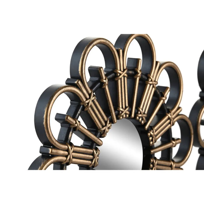Mirror Set DKD Home Decor Scandi Crystal Black Golden polypropylene (25 x 2 x 25 cm) (2 Units) - Декорация и