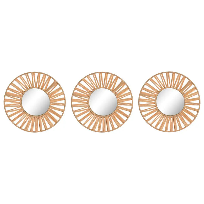 Mirror Set Home ESPRIT Natural Scandi 20 x 2 x 20 cm (3 Pieces) - Декорация и Осветление<<<Дом