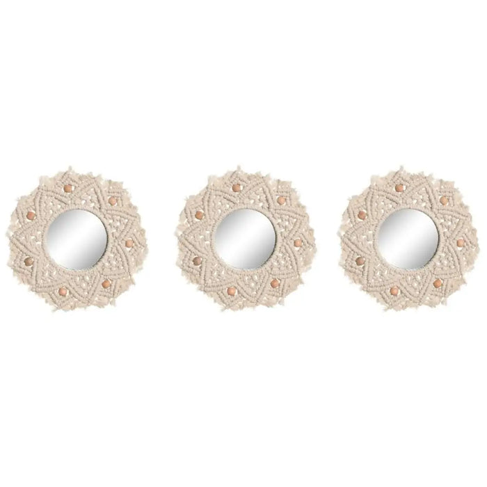 Mirror Set Home ESPRIT White Boho 20 x 1 x 20 cm (3 Pieces) - Декорация и Осветление<<<Дом