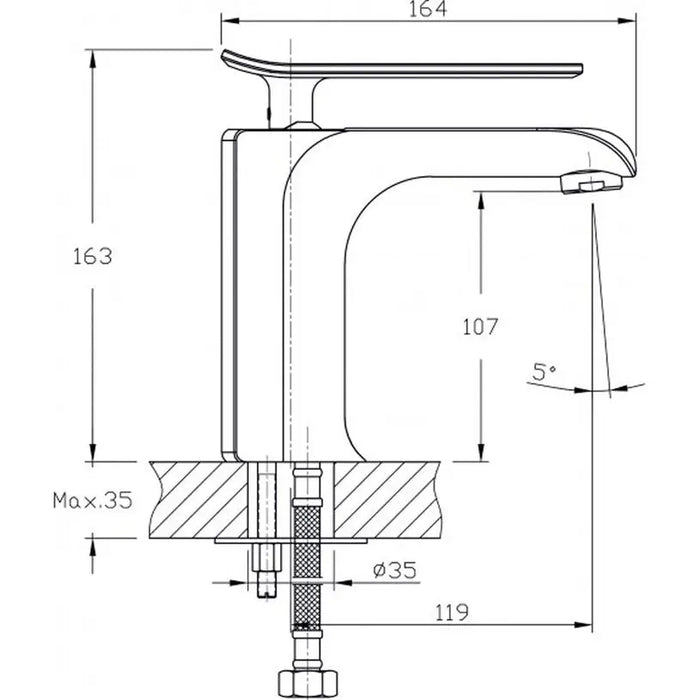 MIXER INTER CERAMIC POTASSIUM - Смесители<<<Смесители и душове<<<Баня<<<Praktiker&&&Единични смесители<<<Смесители и