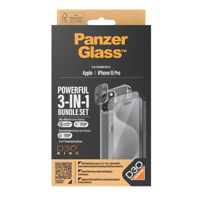 Mobile Screen Protector Panzer Glass B1173 + 2810 Apple iPhone 15 Pro - Протектори за Екран<<<Електроника Телефони и