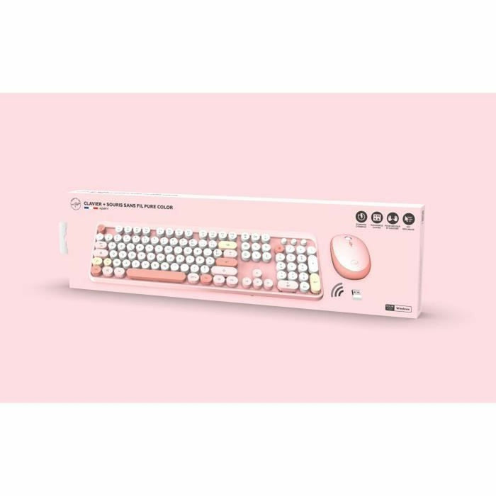 Keyboard and Mouse Mobility Lab Pure Color Rose Azerty French