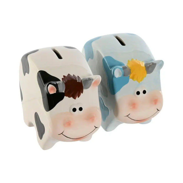 Money box Home ESPRIT Dolomite Cow 16 X 7,5 X 12,5 cm (2 Units) - Декорация и Осветление<<<Дом
