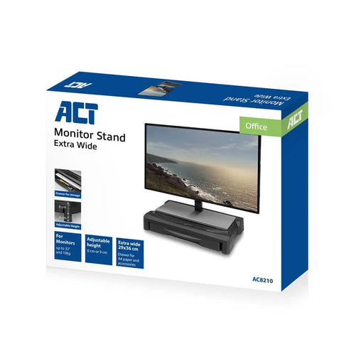 Monitor stand ACT AC8210 For desk with drawer up to 10 kg Black - Стойки за монитори<<<Монитори и дисплеи<<<ValiAPI