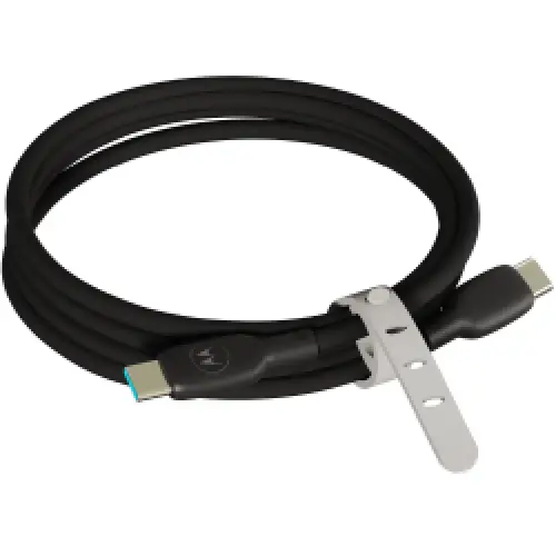 MOTOROLA Silicone 2m Cable C-C 5A Black - ACCESSORIES<<<Aitonix&&&USB cablesKBA-USB<<<Cables and adaptersKBA<<<ActionPL