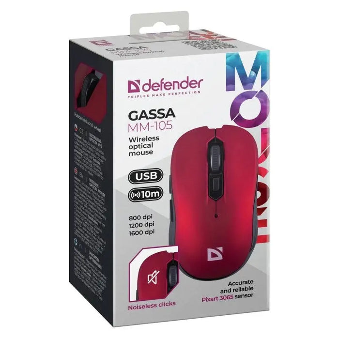 MOUSE DEFENDER GASSA MM-105 RF SILENT RED - MicePER-MYS<<<Input / Output DevicesPER<<<ActionPL