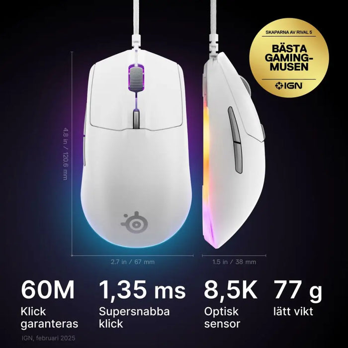 Mouse SteelSeries 62516 White - Електроника Периферни и резервни части<<<Компютри| Електроника<<<BigBuy&&&Мишки &