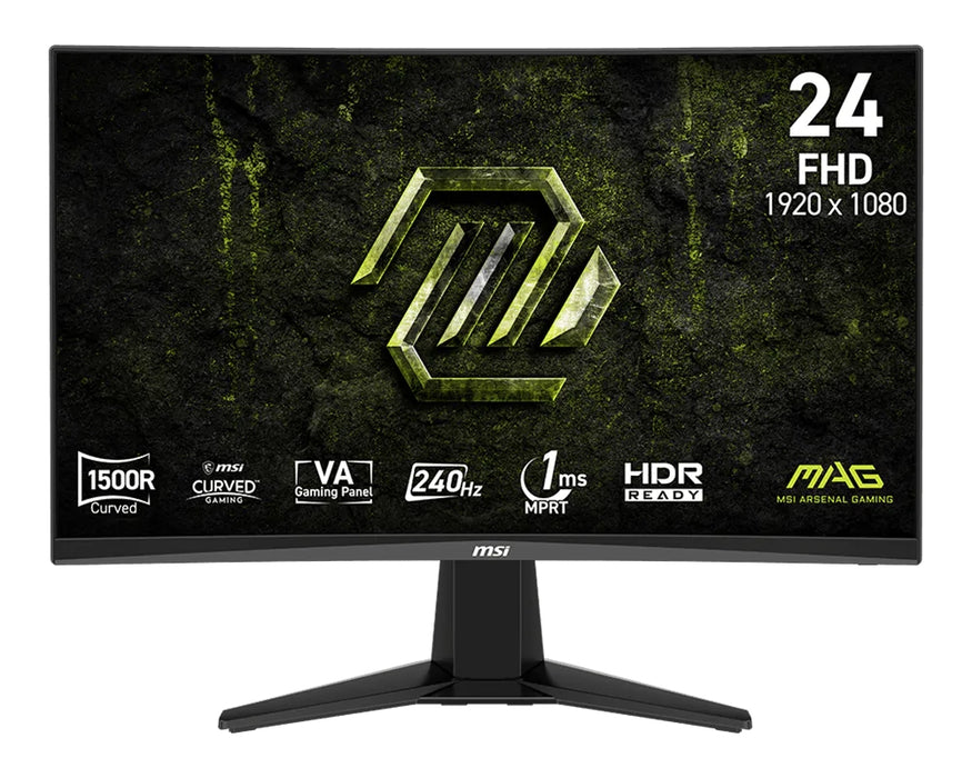 MSI MAG 245C X24 Gaming Monitor, 23.6", 1ms, 240Hz Curve 1500R VA, 1920x1080, AMD FreeSyncPremium, AI Vision, Console Mode, HDR Ready, 300nits AG, 1.07B, 3000:1, 100M:1, DP(1.2a), 2xHDMI(2.0b), Headphone out, Tilt, VESA 100, Black, 3.2kg