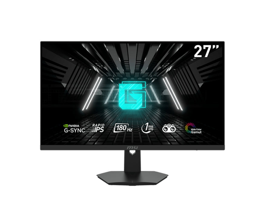 MSI G274F, 27", 180Hz, Rapid IPS, 1ms, 1920x1080 FHD, Nvidia G-sync compatible, HDR Ready, Night Vision, Anti-Flicker, LBL, 250 nits, 1000:1, 100M:1, 2xHDMI, 1xDP, 1xEarphone out, Tilt, Console mode, Frameless, Vesa 75, Black, 5.3kg