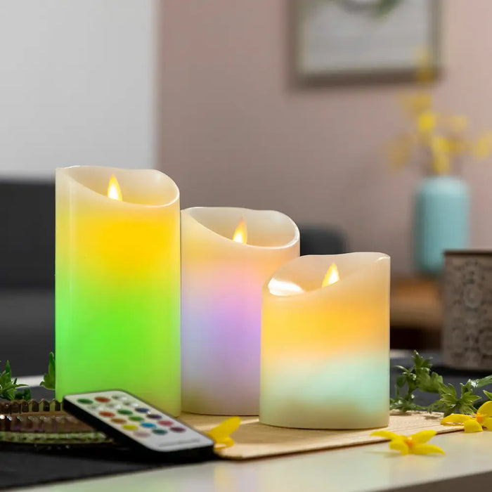 Multicolour Flame-Effect LED Candles with Remote Control Lendles InnovaGoods 3 Units - Декорация и Осветление<<<Дом