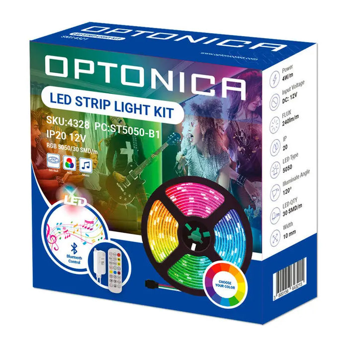 MUSIC LED STRIP KIT 12W 1200LM 30/5M IP20 RGB OPTONICA - LED ленти и аксесоари<<<Вътрешно осветление<<<Мебели и