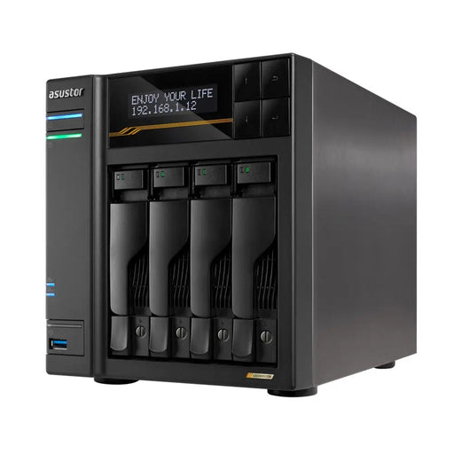 NAS Asustor AS6804T; Tower; 4x (3.5’’ SATA HDD/ 2.5’’ SSD); AMD Ryzen Embedded V3C14; 16G ECC DDR5 SODIMM (max. 64GB)
