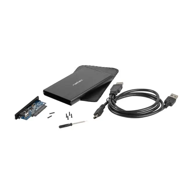 Natec External HDD/SSD Enclosure Rhino SATA 2.5’’ USB 2.0 Aluminium Slim Black - Аксесоари<<<NATEC компютърна